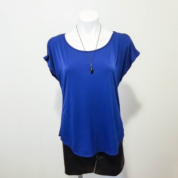 Royal Blue top with Zipper details Sz L - Picture 3 of 13
